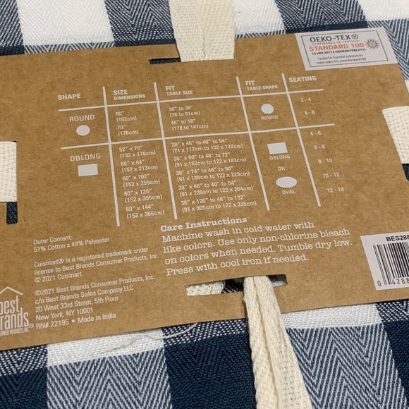 NWT Cuisinart Tablecloth Blue & White Check 60in x 84in Machine Washable - Picture 7 of 10